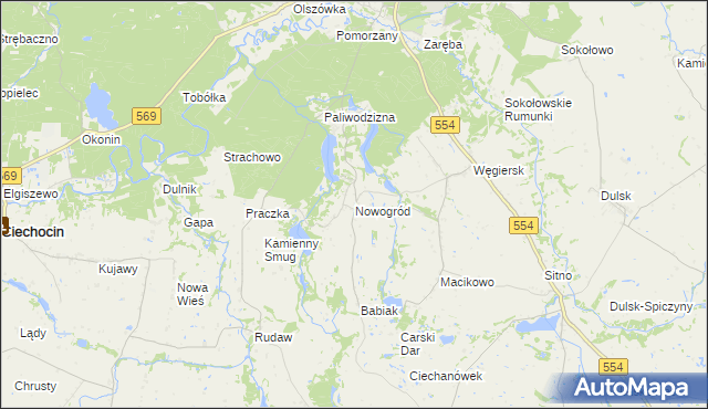 mapa Nowogród gmina Golub-Dobrzyń, Nowogród gmina Golub-Dobrzyń na mapie Targeo