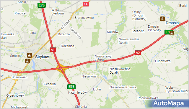 mapa Nowostawy Górne, Nowostawy Górne na mapie Targeo