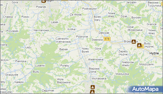 mapa Nowy Borek gmina Błażowa, Nowy Borek gmina Błażowa na mapie Targeo