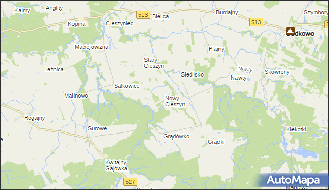 mapa Nowy Cieszyn, Nowy Cieszyn na mapie Targeo