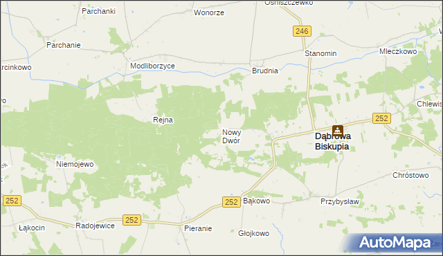 mapa Nowy Dwór gmina Dąbrowa Biskupia, Nowy Dwór gmina Dąbrowa Biskupia na mapie Targeo