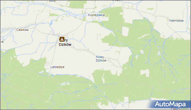 mapa Nowy Dzików, Nowy Dzików na mapie Targeo