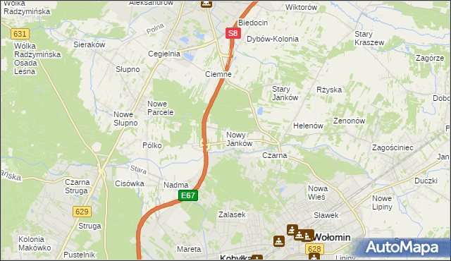 mapa Nowy Janków, Nowy Janków na mapie Targeo