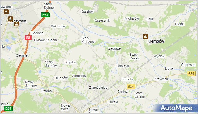 mapa Nowy Kraszew, Nowy Kraszew na mapie Targeo