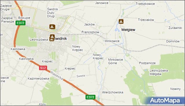 mapa Nowy Krępiec, Nowy Krępiec na mapie Targeo