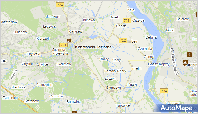 mapa Obory gmina Konstancin-Jeziorna, Obory gmina Konstancin-Jeziorna na mapie Targeo