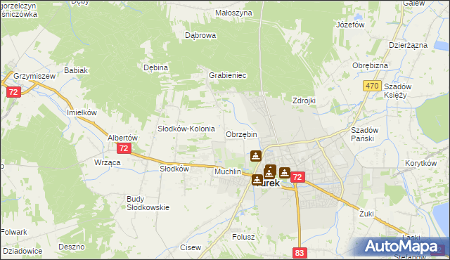 mapa Obrzębin, Obrzębin na mapie Targeo