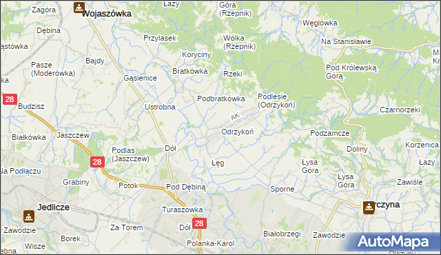 mapa Odrzykoń, Odrzykoń na mapie Targeo