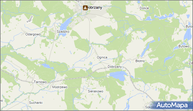 mapa Ognica gmina Dobrzany, Ognica gmina Dobrzany na mapie Targeo