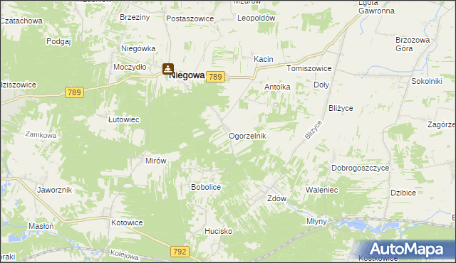 mapa Ogorzelnik, Ogorzelnik na mapie Targeo