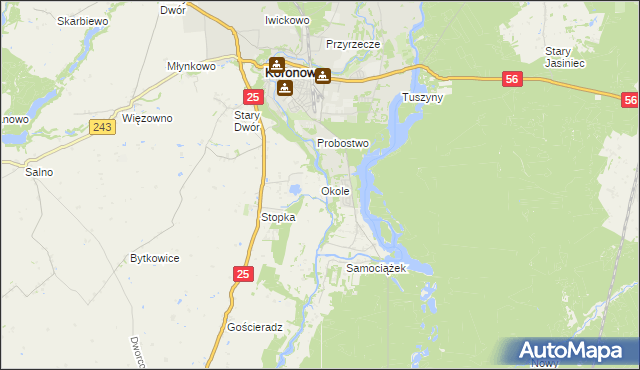 mapa Okole gmina Koronowo, Okole gmina Koronowo na mapie Targeo