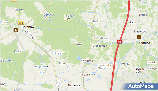 mapa Okrąglik gmina Woźniki, Okrąglik gmina Woźniki na mapie Targeo