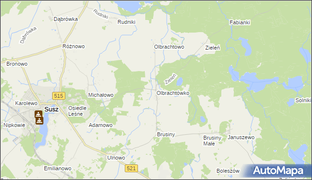 mapa Olbrachtówko, Olbrachtówko na mapie Targeo