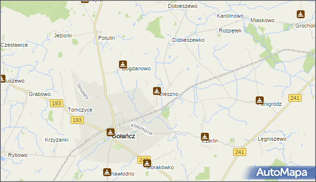 mapa Oleszno gmina Gołańcz, Oleszno gmina Gołańcz na mapie Targeo