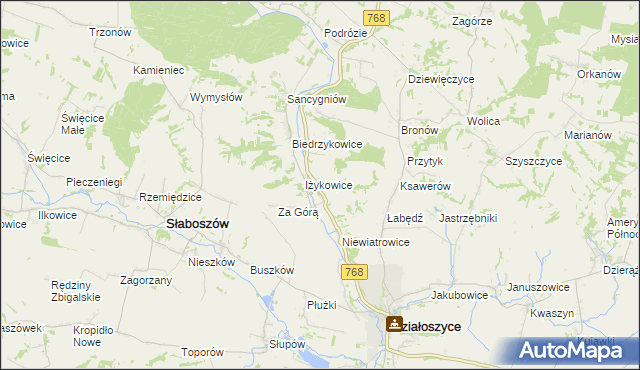 mapa Opatkowice gmina Działoszyce, Opatkowice gmina Działoszyce na mapie Targeo