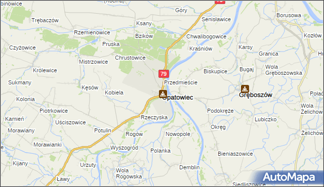 mapa Opatowiec powiat kazimierski, Opatowiec powiat kazimierski na mapie Targeo