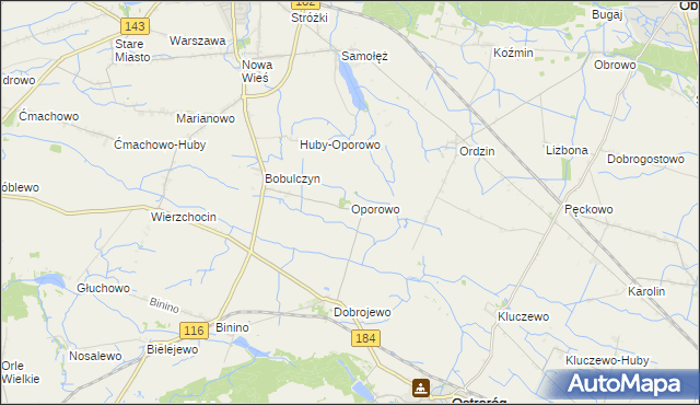 mapa Oporowo gmina Ostroróg, Oporowo gmina Ostroróg na mapie Targeo