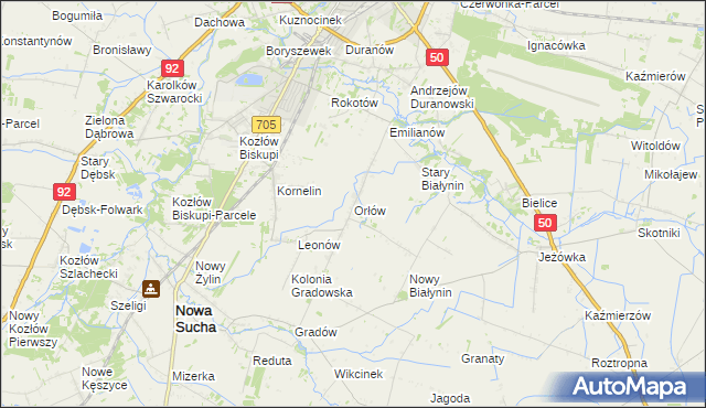 mapa Orłów gmina Nowa Sucha, Orłów gmina Nowa Sucha na mapie Targeo