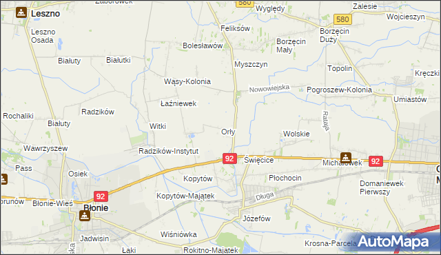 mapa Orły gmina Ożarów Mazowiecki, Orły gmina Ożarów Mazowiecki na mapie Targeo