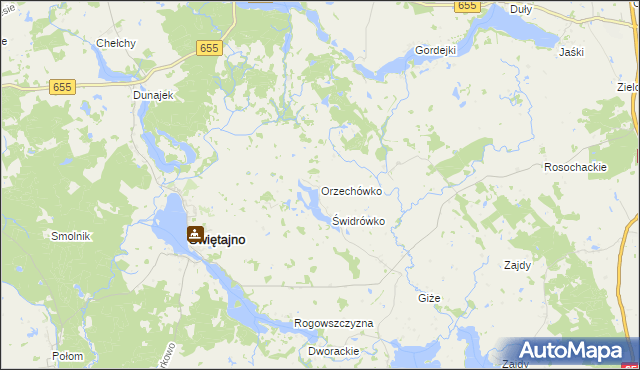 mapa Orzechówko gmina Świętajno, Orzechówko gmina Świętajno na mapie Targeo