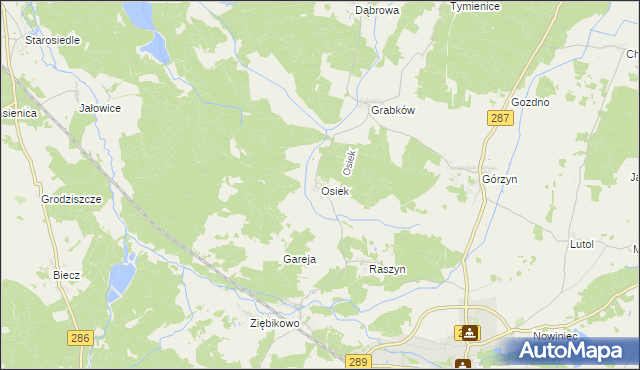 mapa Osiek gmina Lubsko, Osiek gmina Lubsko na mapie Targeo