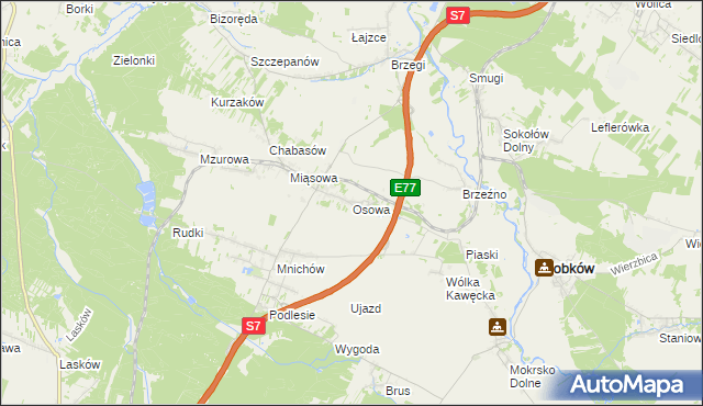 mapa Osowa gmina Sobków, Osowa gmina Sobków na mapie Targeo