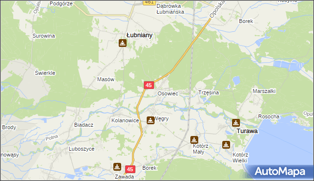 mapa Osowiec gmina Turawa, Osowiec gmina Turawa na mapie Targeo