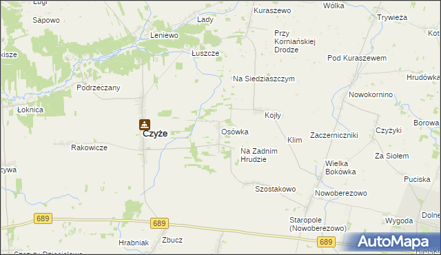 mapa Osówka gmina Czyże, Osówka gmina Czyże na mapie Targeo