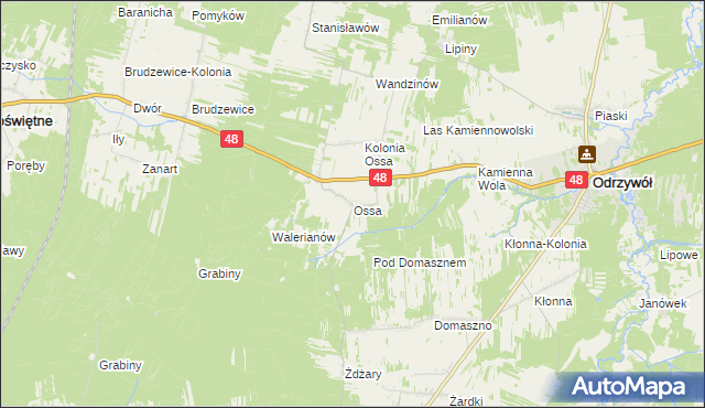 mapa Ossa gmina Odrzywół, Ossa gmina Odrzywół na mapie Targeo