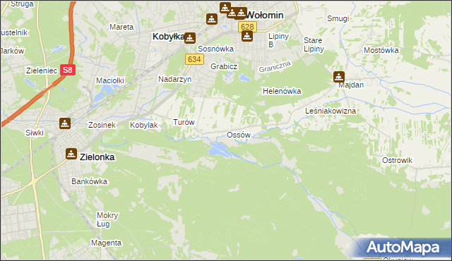 mapa Ossów, Ossów na mapie Targeo