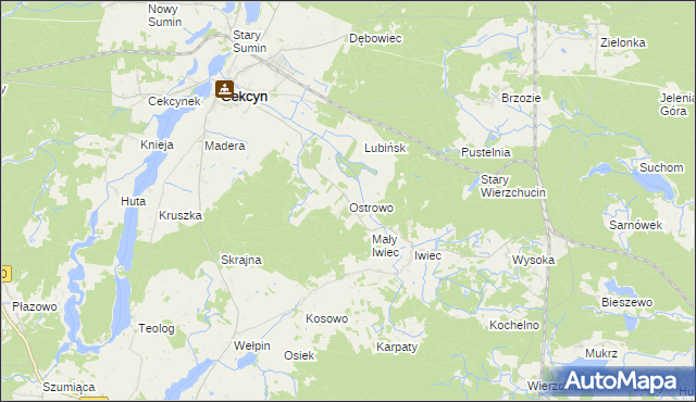 mapa Ostrowo gmina Cekcyn, Ostrowo gmina Cekcyn na mapie Targeo
