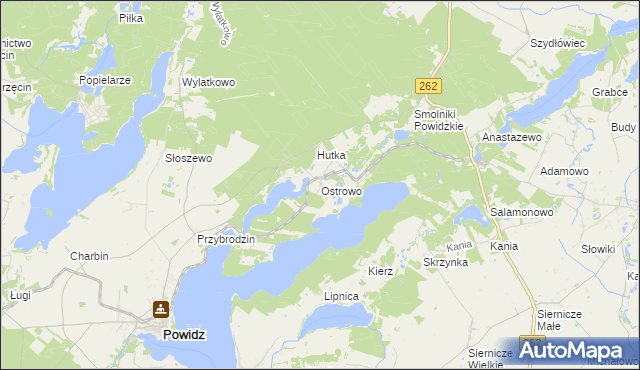 mapa Ostrowo gmina Powidz, Ostrowo gmina Powidz na mapie Targeo