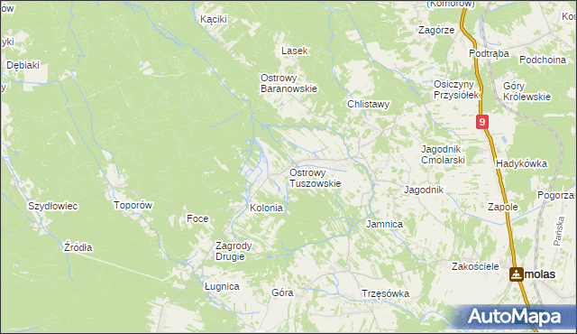 mapa Ostrowy Tuszowskie, Ostrowy Tuszowskie na mapie Targeo