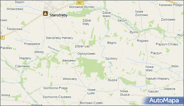 mapa Ostrzykowo, Ostrzykowo na mapie Targeo