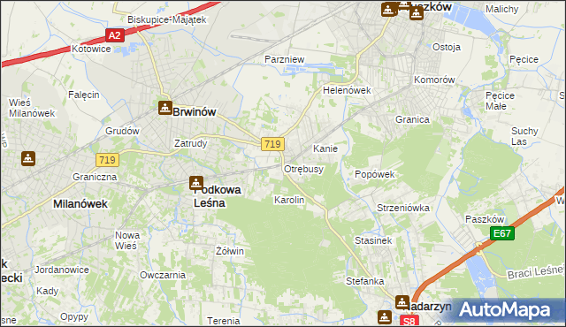 mapa Otrębusy, Otrębusy na mapie Targeo