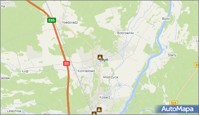 mapa Otyń, Otyń na mapie Targeo