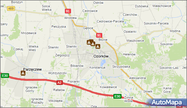 mapa Ozorków, Ozorków na mapie Targeo