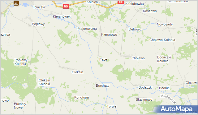 mapa Pace, Pace na mapie Targeo