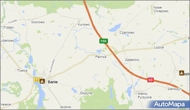 mapa Parnica gmina Banie, Parnica gmina Banie na mapie Targeo