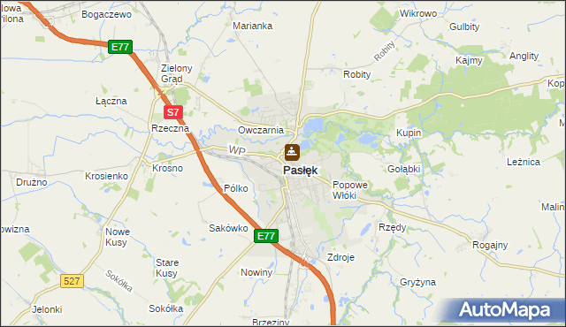 mapa Pasłęk, Pasłęk na mapie Targeo