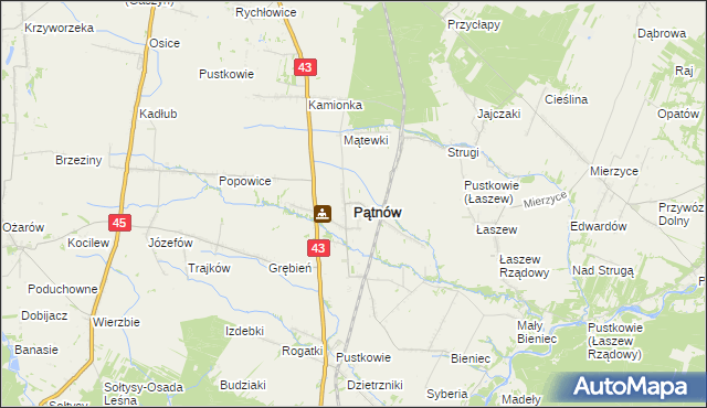 mapa Pątnów powiat wieluński, Pątnów powiat wieluński na mapie Targeo