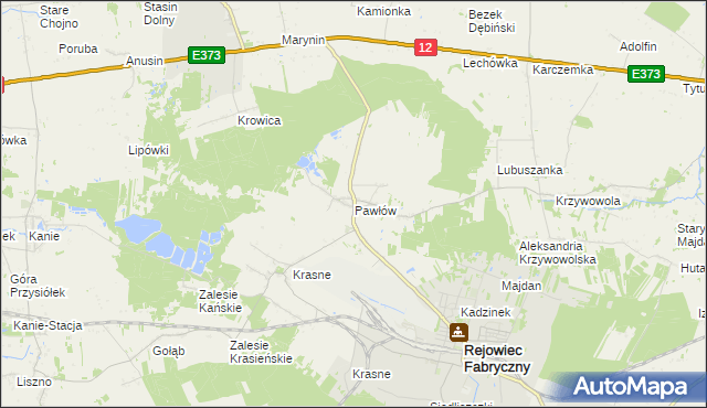 mapa Pawłów gmina Rejowiec Fabryczny, Pawłów gmina Rejowiec Fabryczny na mapie Targeo