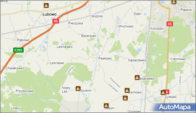 mapa Pawłowo gmina Czerniejewo, Pawłowo gmina Czerniejewo na mapie Targeo