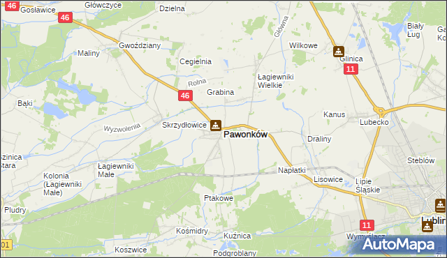 mapa Pawonków, Pawonków na mapie Targeo