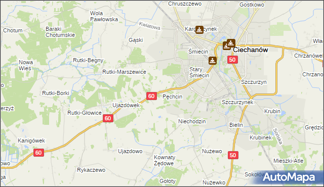 mapa Pęchcin, Pęchcin na mapie Targeo