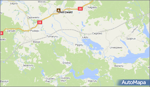 mapa Pęglity, Pęglity na mapie Targeo