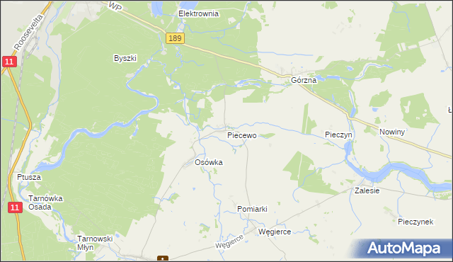 mapa Piecewo gmina Tarnówka, Piecewo gmina Tarnówka na mapie Targeo
