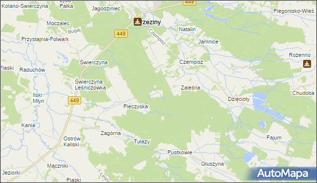 mapa Pieczyska Leśniczówka, Pieczyska Leśniczówka na mapie Targeo