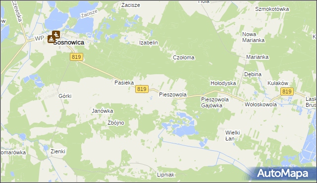 mapa Pieszowola, Pieszowola na mapie Targeo