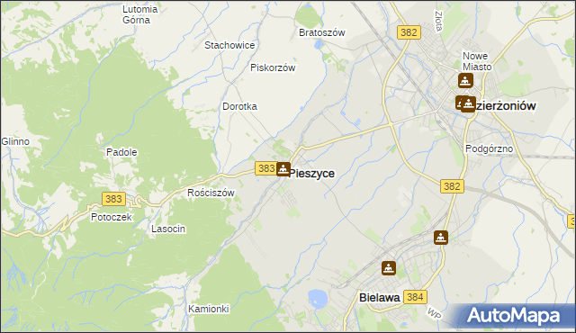 mapa Pieszyce, Pieszyce na mapie Targeo